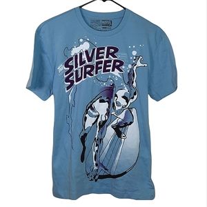 NWT Marvel Silver Surfer Big Print Shirt VINTAGE LIGHT BLUE